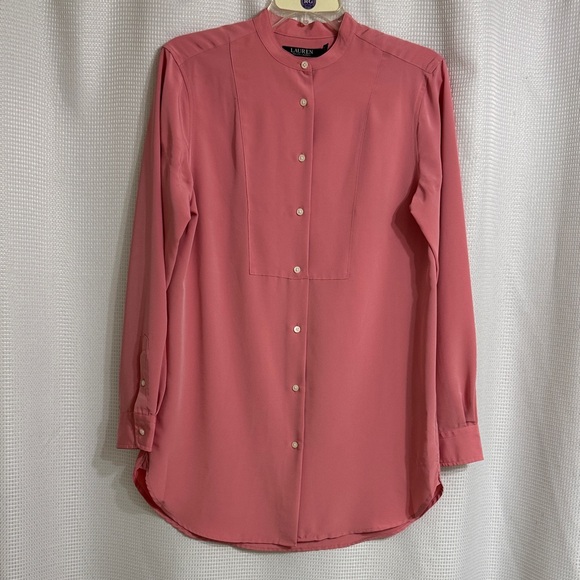 Lauren Ralph Lauren Tops - EUC Lauren Ralph Lauren long sleeve full button dusty rose tunic shirt. Size M